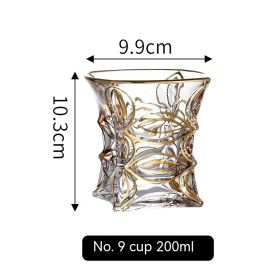 European Golden Rim Glass Drawing Golden Line (Option: Gold Painting No 9 Cup 200ml)