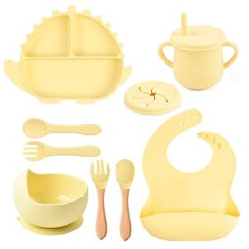 8-piece Children's Silicone Tableware Set Dinosaur Silicone Plate Bib Spoon Fork Cup Baby Silicone Plate (Option: Y11-D)