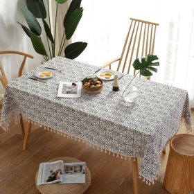 Retro Blue And White Porcelain Chinese Square Dining Table Tablecloth (Option: As Shown In The Figure-100X140CM300g)