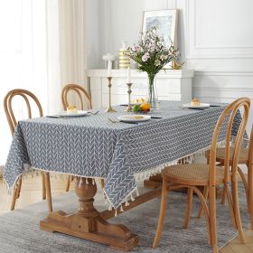 Fishbone Pattern Cotton Linen Rectangular Desk Dining Table (Option: Gray Arrow-140x200)
